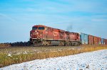 CP 8761 leads westbound manifest near lAcadie